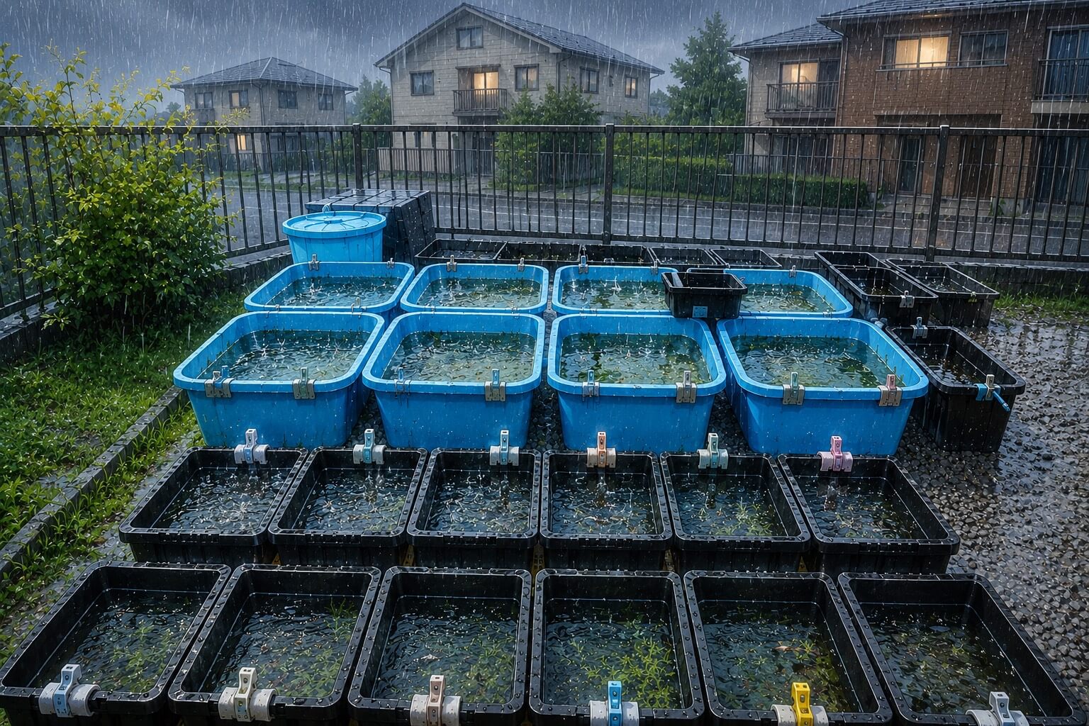 萩田さんのメダカ飼育場の様子